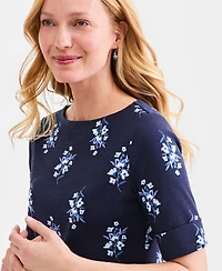 Style & Co Women's Printed Boat-Neck Elbow-Sleeve Top, Macy's Exclusive