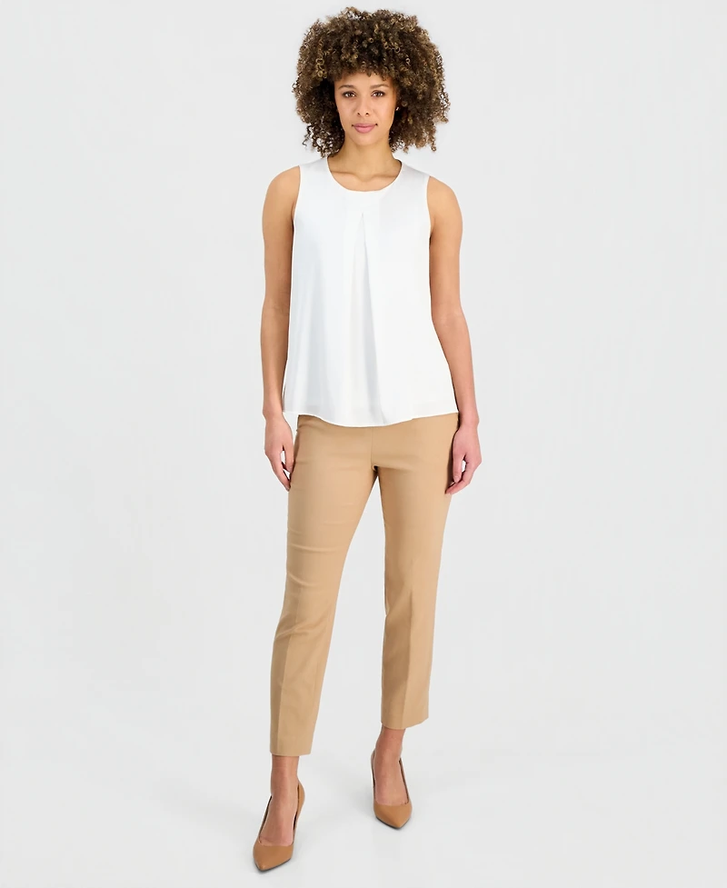 Kasper Women's Sleeveless Pleated Satin Top
