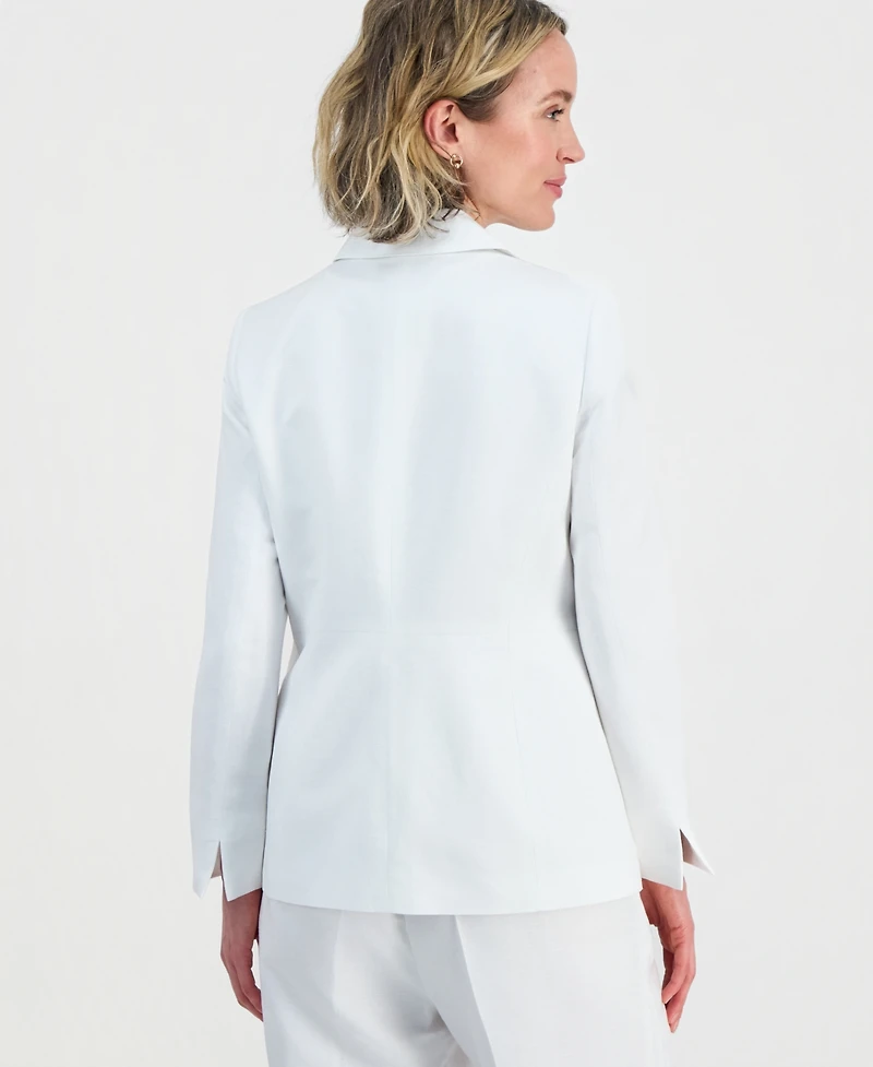 Kasper Women's Linen Notched Collar One-Button Blazer