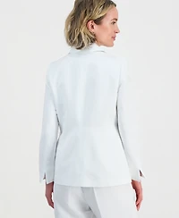 Kasper Women's Linen Notched Collar One-Button Blazer