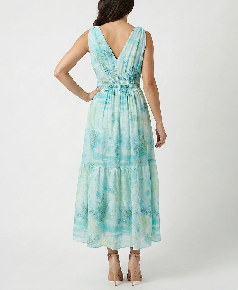 Taylor Women's Smocked Waist V-Neck Dress