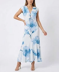 Taylor Womens V Neck Fit Flare Dress