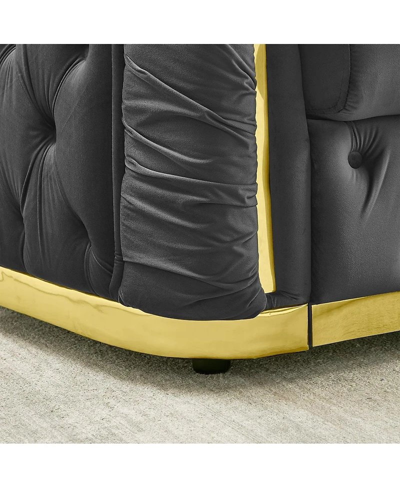 Streamdale Furniture Velvet Chesterfield Couch Set, 84.6" 3 Seater & 62.6" Loveseat Sofa