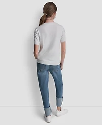 Dkny Jeans Women's Embellished Logo Crew Neck Sweater