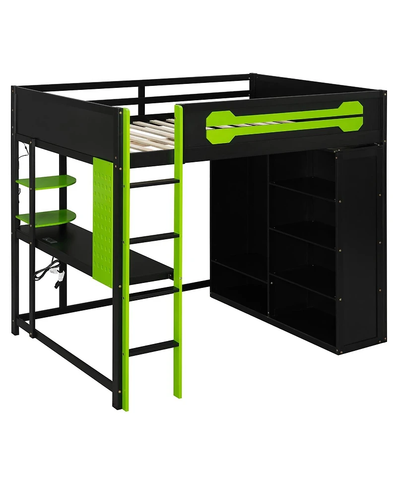 Streamdale Furniture Streamdale Full Size Wood Loft Bed with Desk