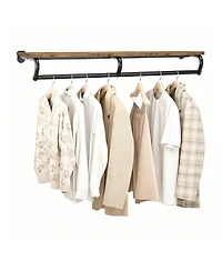 Yigii Wall Mounted 2-in-1 Clothes Rack with Top Shelf for Keys & Clothes