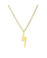 Bling Jewelry Minimalist Geometric Lightning Bolt Pendant Necklace Cz Accent Gold Plated Sterling Silver