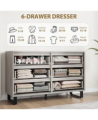 gaomon 6 Dresser for Bedroom, 47.2 in Wide Dresser, Freestanding Vertical Drawer Cabinet with Storage