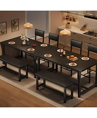 gaomon Dining Table Set for 4 Kitchen Table with 2 Upholstered Chairs and Bench Wood Kitchen Dining Room Set for Small Space Apartment Home Kitchen