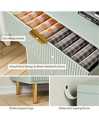 gaomon 6 Drawer Dresser for Bedroom, Large Chest of Drawers, Modern Wood Storage Dresser Organizer with Gold Metal Handles & Anti-Tipping Device