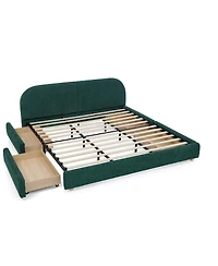 Streamdale Furniture Streamdale King Size Upholstered Bed Frame with Curved Headboard & Drawer Storage