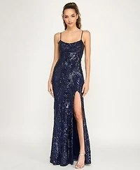 B Darlin Juniors' Sequin Scoop Neck Gown