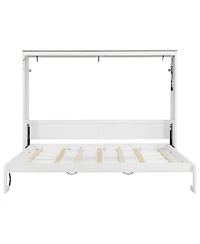 Streamdale Furniture Full Size Murphy Bed with Led Light, Foldable Cabinet