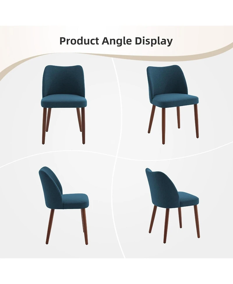 gaomon Dining Chair Set of 4, Linen Dining Chair with Wood Legs, Wing Backrest, Wooden Kitchen Chair, Kitchen Chairs with Thick Cushions