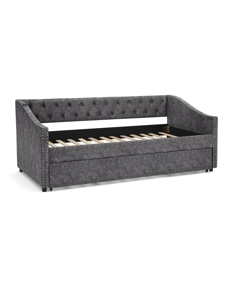 Streamdale Furniture Twin Daybed with Usb & Pull-out Bed (81"x42"x30.75")