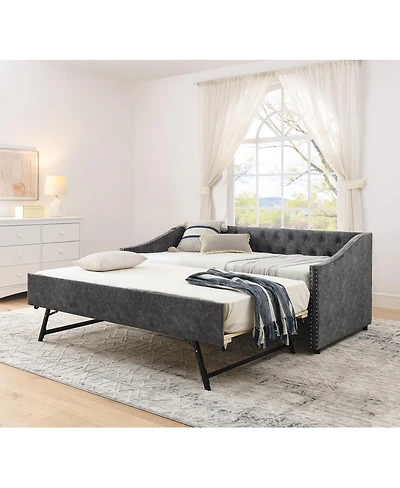 Streamdale Furniture Twin Daybed with Usb & Pull-out Bed (81"x42"x30.75")