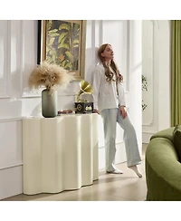 Streamdale Furniture Fiberglass Entryway Table for Living Room, Narrow Console Table, Modern Wavy Design