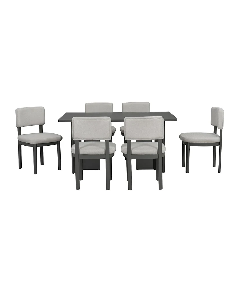 Streamdale Furniture Farmhouse Wood Dining Table Set for 6, 60" Rectangular Table & Chairs