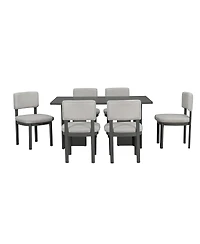 Streamdale Furniture Farmhouse Wood Dining Table Set for 6, 60" Rectangular Table & Chairs
