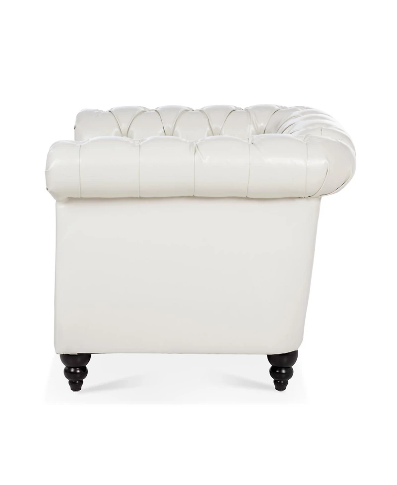 Streamdale Furniture Pu Leather Sofa with Wood Legs, Easy Assembly