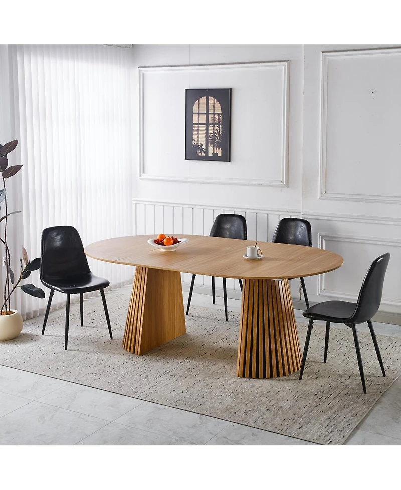 Streamdale Furniture 5pcs Dining Set, Metal Leg Table, Mid-century Mdf Top, Pedestal Table