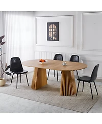 Streamdale Furniture 5pcs Dining Set, Metal Leg Table, Mid-century Mdf Top, Pedestal Table