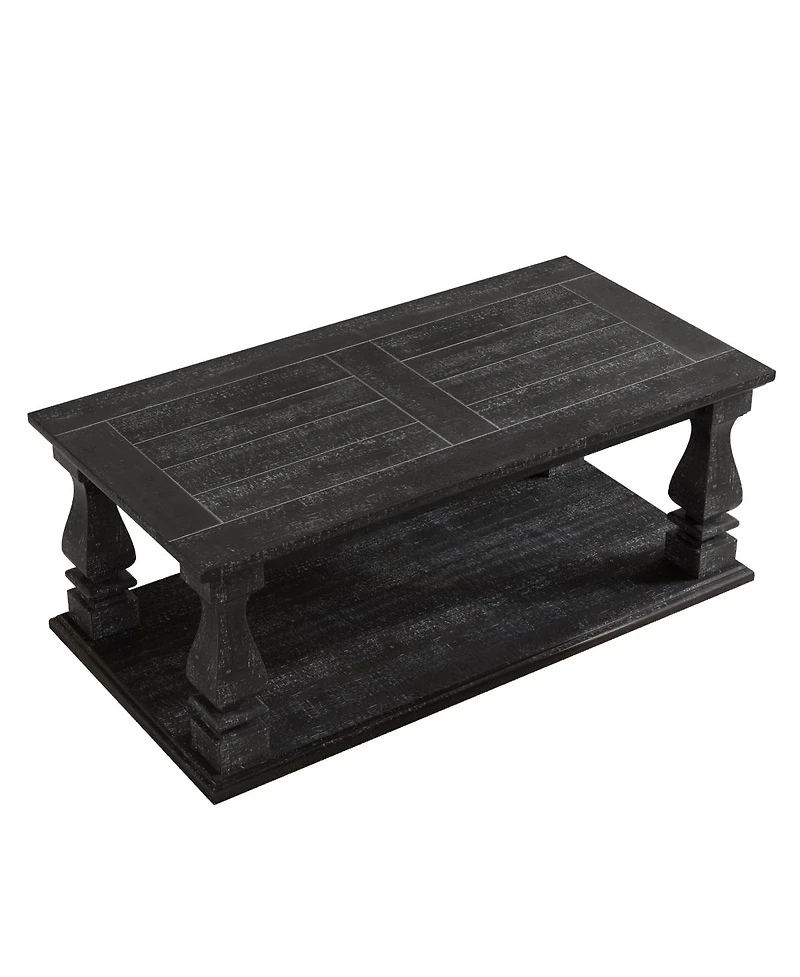 Streamdale Weathered Farmhouse Coffee Table, 47.24" Rustic Living Room Table with Storage Shelf.