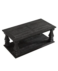 Streamdale Weathered Farmhouse Coffee Table, 47.24" Rustic Living Room Table with Storage Shelf.