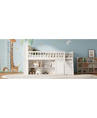 Streamdale Furniture Full Size Loft Bed with Led Headboard and Storage