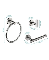 Rainsken 3 - Piece Bathroom Hardware Set, Toilet Paper Holder, Clothes Hook and Towel Rack Ring