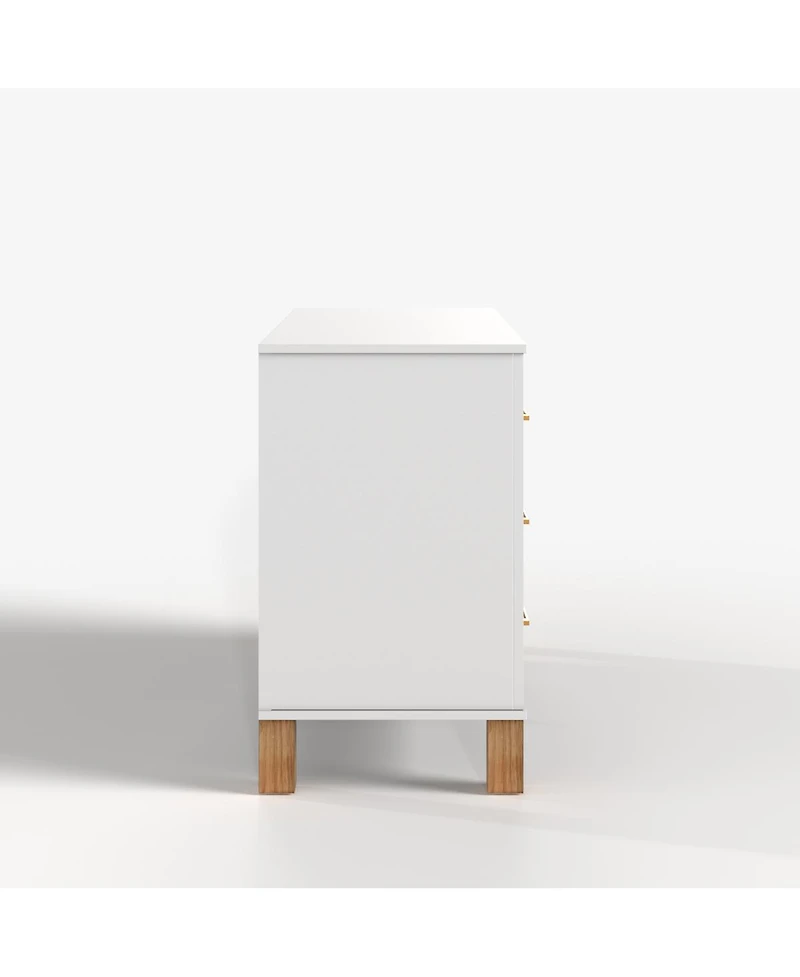 Streamdale Furniture 6 Drawer Wooden Double Dresser with Modern Metal Handles