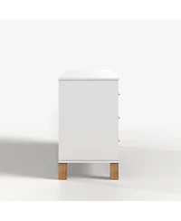 Streamdale Furniture 6 Drawer Wooden Double Dresser with Modern Metal Handles