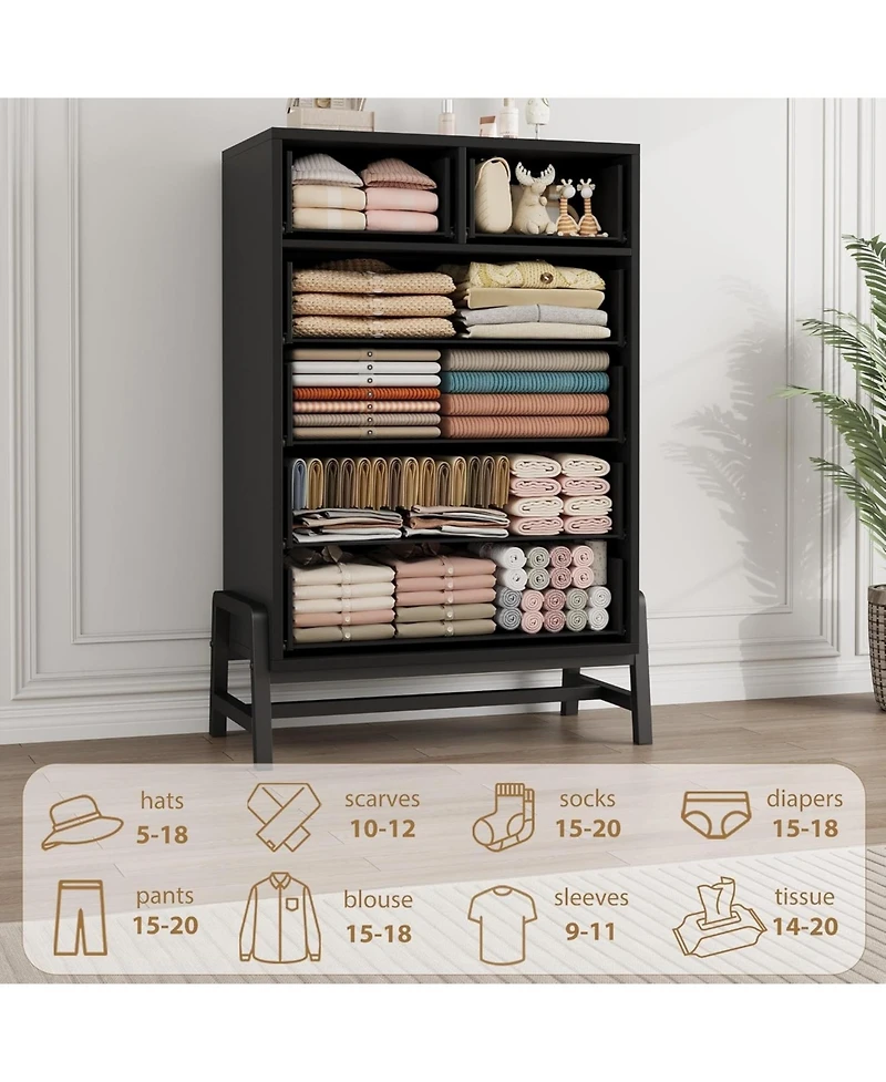 gaomon 6 Dresser for Bedroom, Freestanding 46.6 in Tall Drawer Dresser with Storage, Wooden Closet Storage Chest for Living Room, Bedroom, Entryway