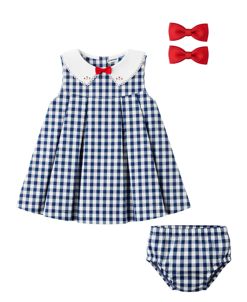 Sperry Baby Girls' Scallop-Collar Dress & Panties with Hairclip, 2-Piece Set