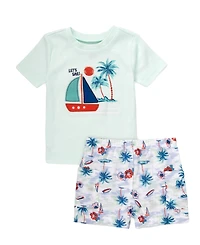 Baby Essentials Boys' Collared Shirt, Short-Sleeve T-Shirt and Printed Shorts, 3-Piece Set