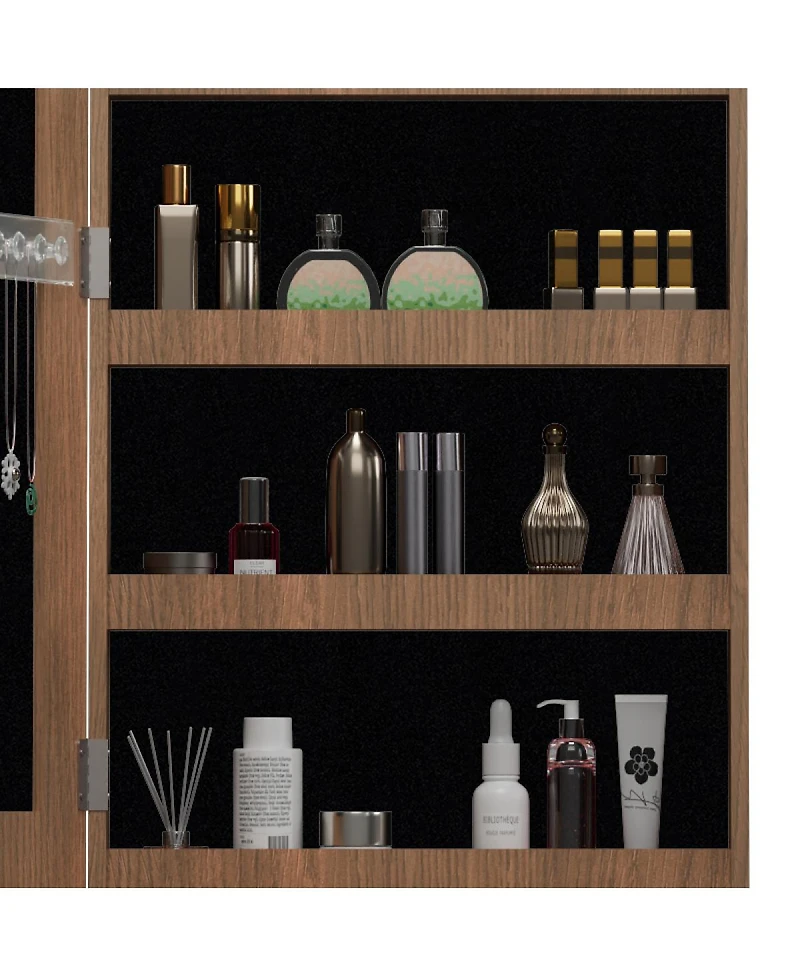 Streamdale Furniture 360° Swivel Jewelry Cabinet with Full Length Mirror & Lockable Storage