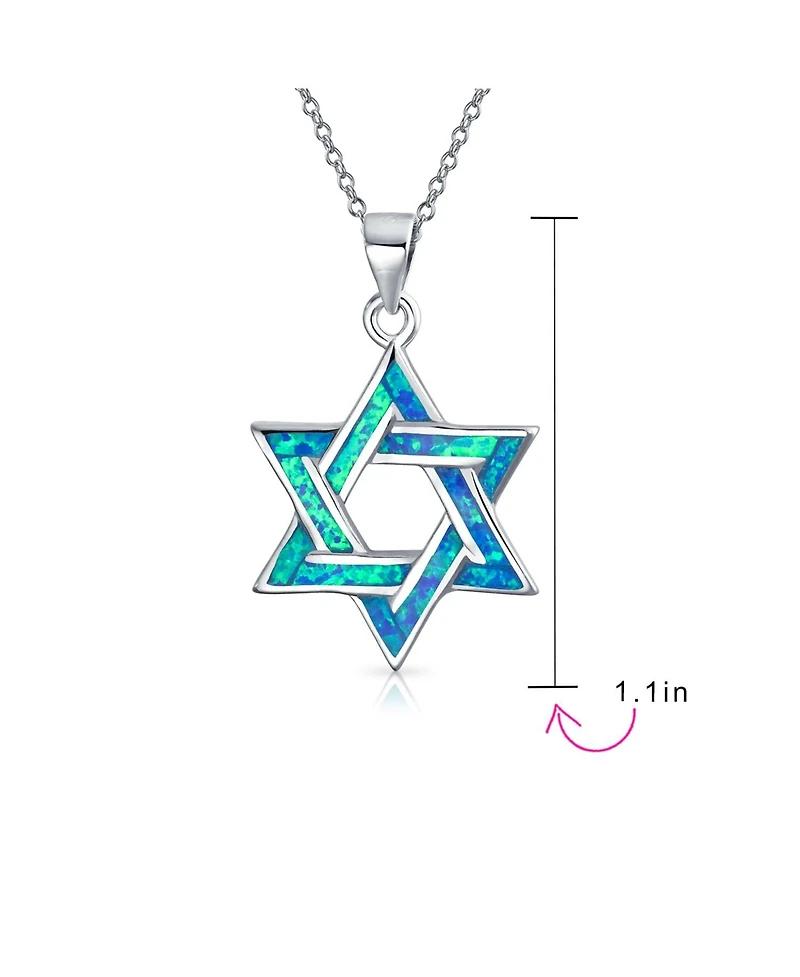 Bling Jewelry Magen Judaic Jewelry Inlay Created Opal Star Of David Pendant Necklace
