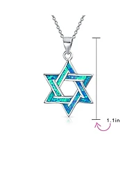 Bling Jewelry Magen Judaic Jewelry Inlay Created Opal Star Of David Pendant Necklace