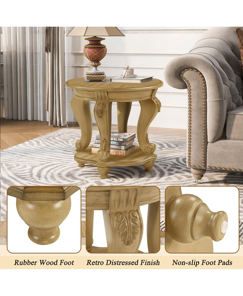 Streamdale Furniture 22" Two Tone Round End Table with Shelf