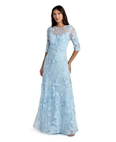Mac Duggal Women's High Neck Embellished Lace Gown