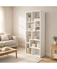 Streamdale Furniture 5 Tier Wood Asymmetrical Display Shelf & Bookcase