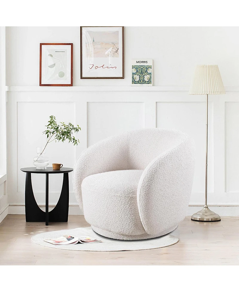 Streamdale Furniture Swivel Boucle Upholstered Accent Barrel Chair