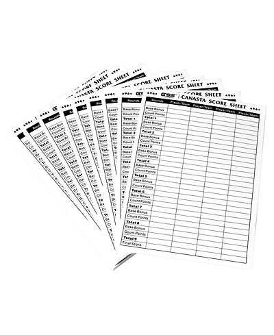 Gse Games & Sports Expert 100-Pack 7" x 5" Canasta Score Sheets, Canasta Score Sheet with Game Instructions & Trick Values