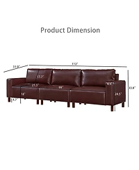 Streamdale Furniture Streamdale Luxury Burgundy Faux Leather 2-Piece Sofa & Loveseat Set