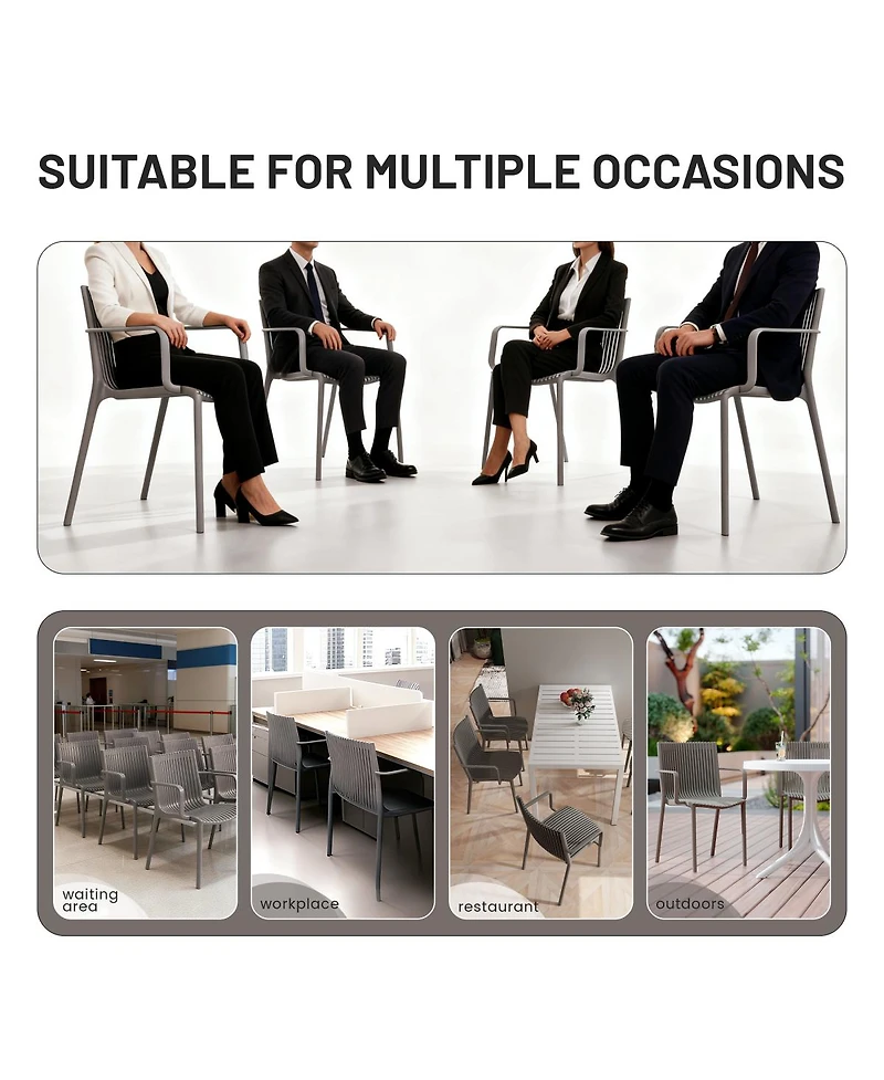 Streamdale Furniture 4pcs Warm Stackable Armchair with Folding Table