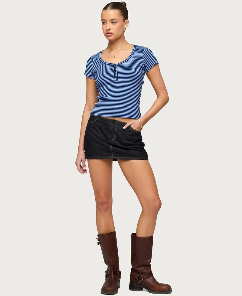 Women's Kady Striped Henley T Shirt