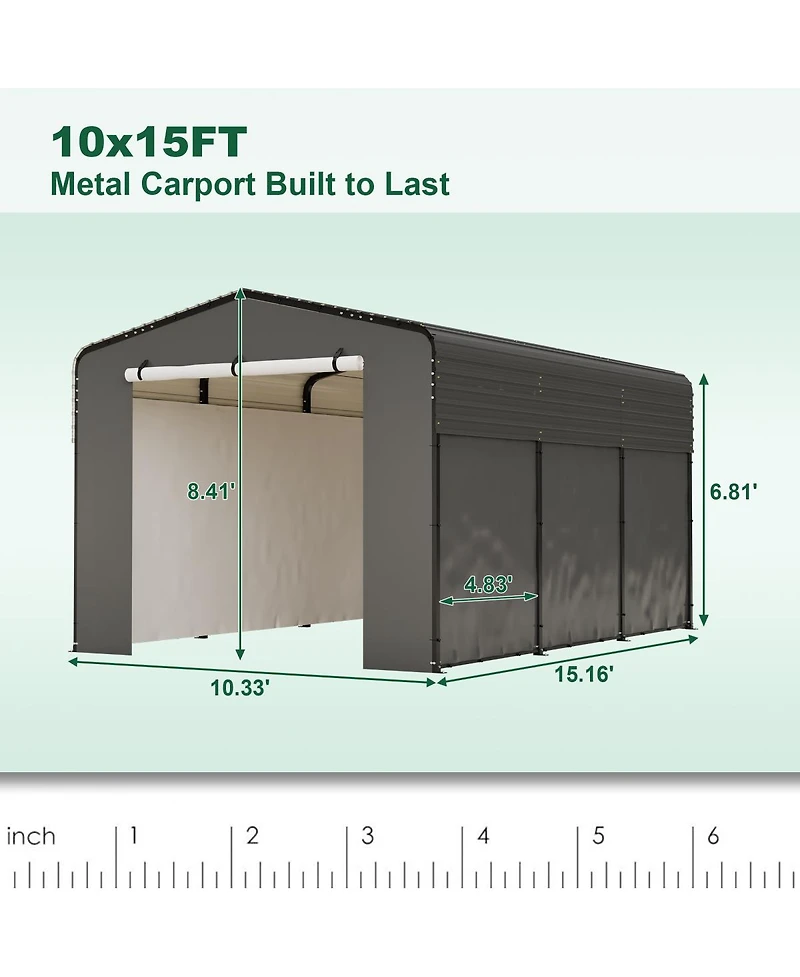 Streamdale Furniture 10x15 Ft Metal Carport with Waterproof Cloth & Steel Roof