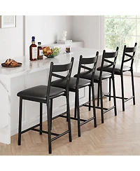 Gaomon Pu Leather Counter Height Bar Stools Set of 2 with Backrest and Footrest Modern Comfortable Kitchen Bar Chairs Durable Design for Home Use Dail