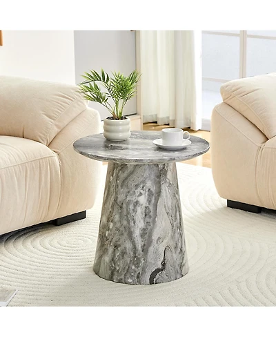 Streamdale Furniture textured Mdf circular coffee table, 19.6" D x 18.8"