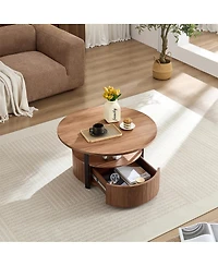 Streamdale Furniture Wood Coffee Table Round, Rustic Charm For Living Room Decor